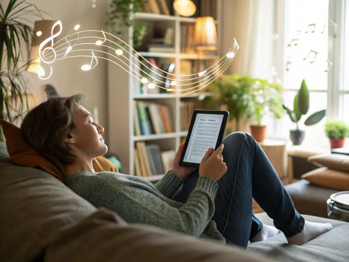 An image of a person reading a digital article on a tablet, with gaming icons in the background, representing the Informative Blog.